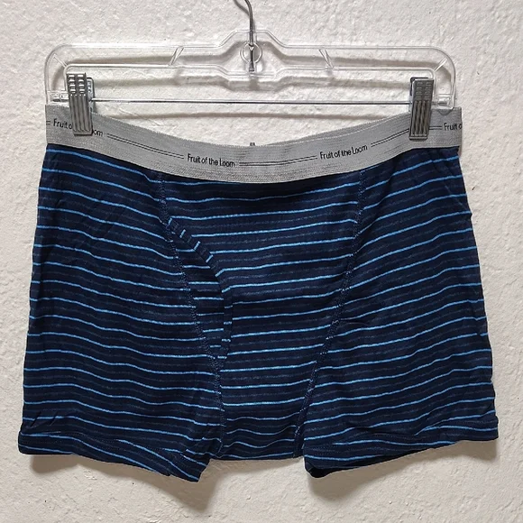2 Pair Of Men's  Vintage Fruit of the Loom Striped Trunk Briefs Size L - Picture 4 of 8